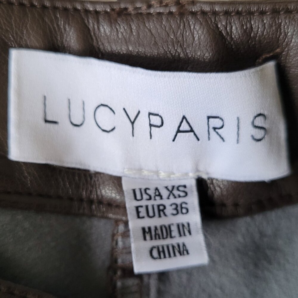 Lucy Paris XS Faux Brown Leather Pants - Picture 2 of 6